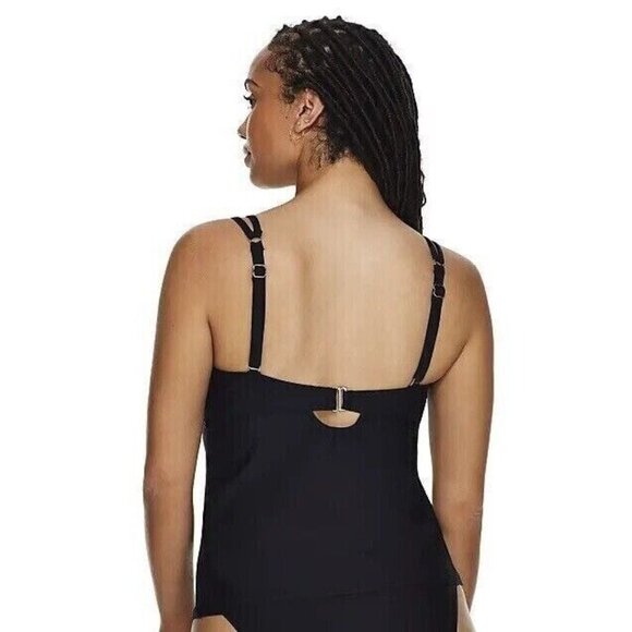 Birdsong Size 38DD‎ Bare Necessities Black Underwire Wrap Tankini Swim Top - Picture 5 of 16